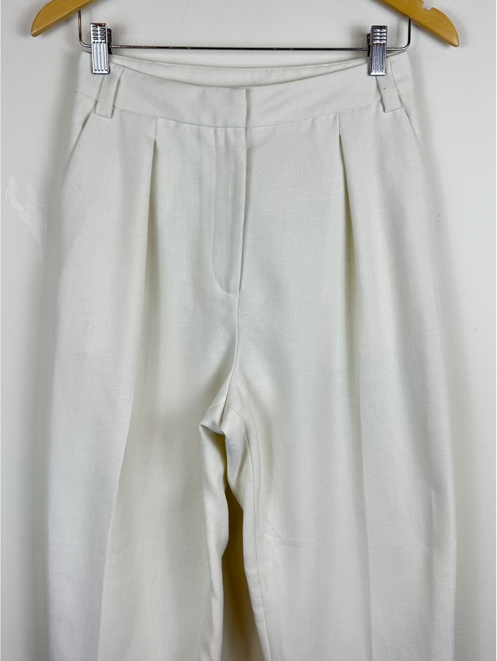 Les Coyotes de Paris Ivory High Rise Pleated Tailored Trousers Pants US 4 S - Picture 4 of 13